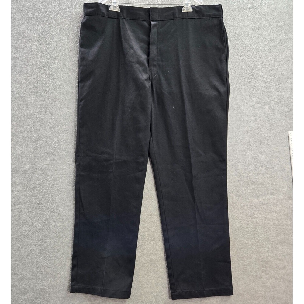 Dickies Men Pants 44x32 Black Chino Workwear Pockets High Rise Polyester Cotton